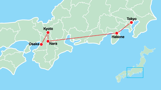 Japan Private Tour with Anime 9 Days Map